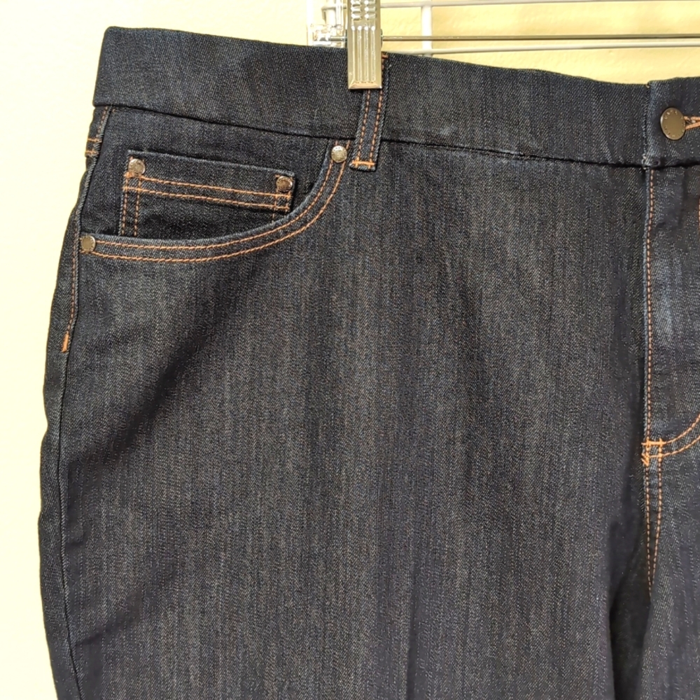 Dana Buchman Size 22W Plus Women's Wide Leg Classic Fit Dark Wash Blue Jeans - Picture 3 of 13